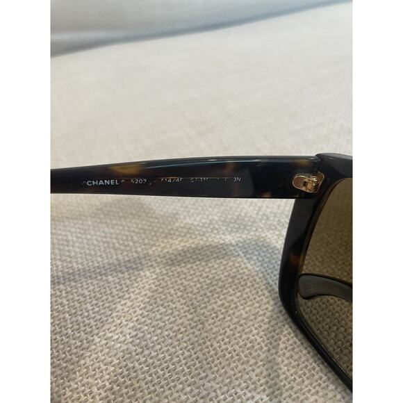 Vintage Chanel 5203 Acetate Glitter Lens Interlocking C Brown Sunglasses W/ Case - Picture 8 of 11